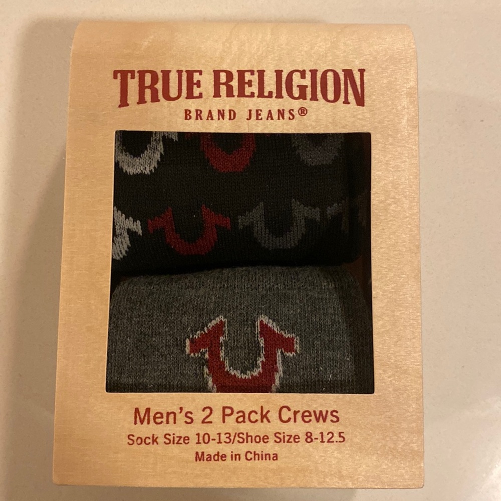 True Religion - Socks Men's 2 Pack Crews Sock Size 10-13